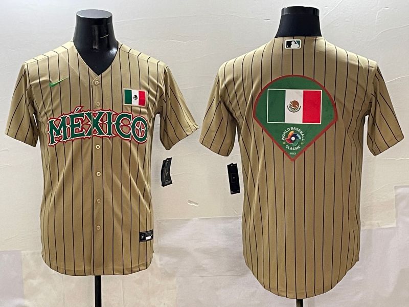 Men Mexico Blank Brown Stripe Joint Name 2025 Nike MLB Jersey style 13->more jerseys->MLB Jersey